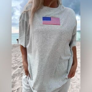 Womens Sunkissed Coconut American Flag Embroidered T Shirt Size XS NWOT MSRP $40
